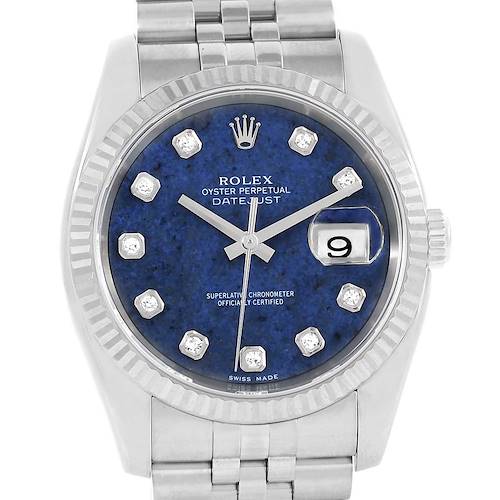 Photo of Rolex Datejust Steel 18K White Gold Blue Sodalite Diamond Watch 116234