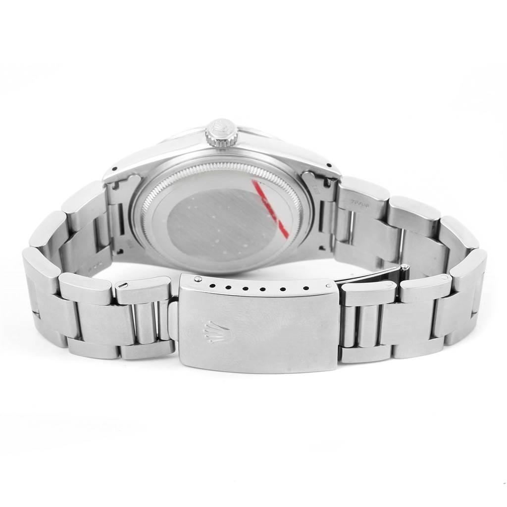 This image shows the back case, crown, and bracelet of a Rolex Datejust 16030 Men's Stainless Steel Silver Dial 16030 Men's Stainless Steel Silver Dial watch, viewed from the rear angle.