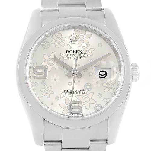 Photo of Rolex Datejust Silver Flower Dial Oyster Bracelet Steel Watch 116200