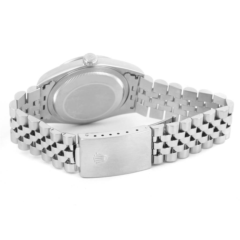 The image shows the back case and Jubilee bracelet of a Rolex Datejust 16234 Men's Stainless Steel Silver Dial 16234 Men's Stainless Steel Silver Dial watch, viewed from the rear.