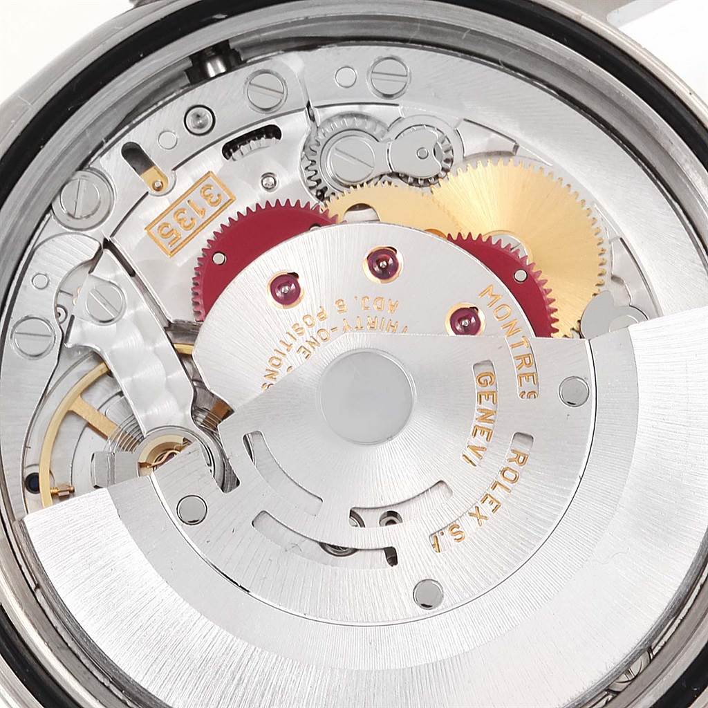 The image shows a close-up of the movement mechanism inside a Rolex Datejust 16234 Men's Stainless Steel Silver Dial 16234 Men's Stainless Steel Silver Dial watch.