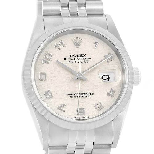 Photo of Rolex Datejust Steel White Gold Silver Jubilee Dial Mens Watch 16234