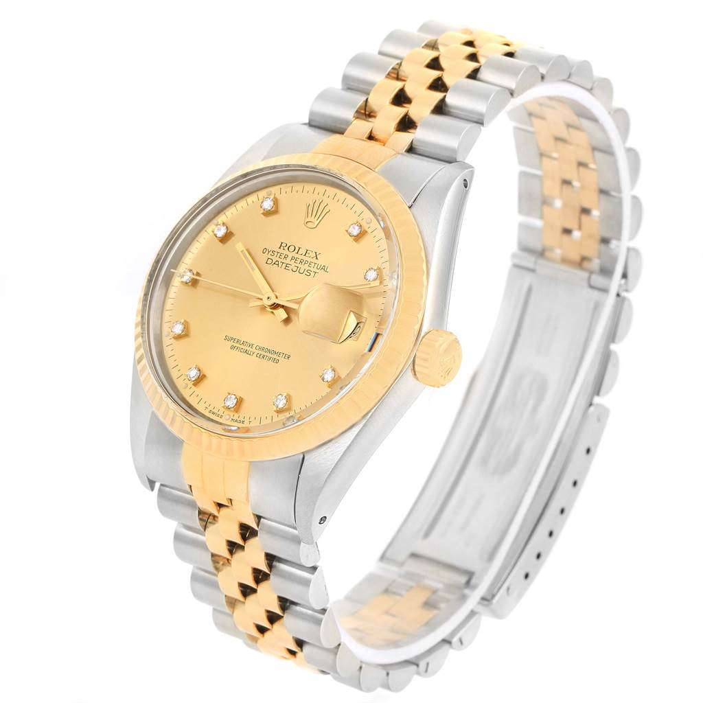Rolex Datejust Steel 18K Yellow Gold Diamond Watch 16013 Box Papers ...
