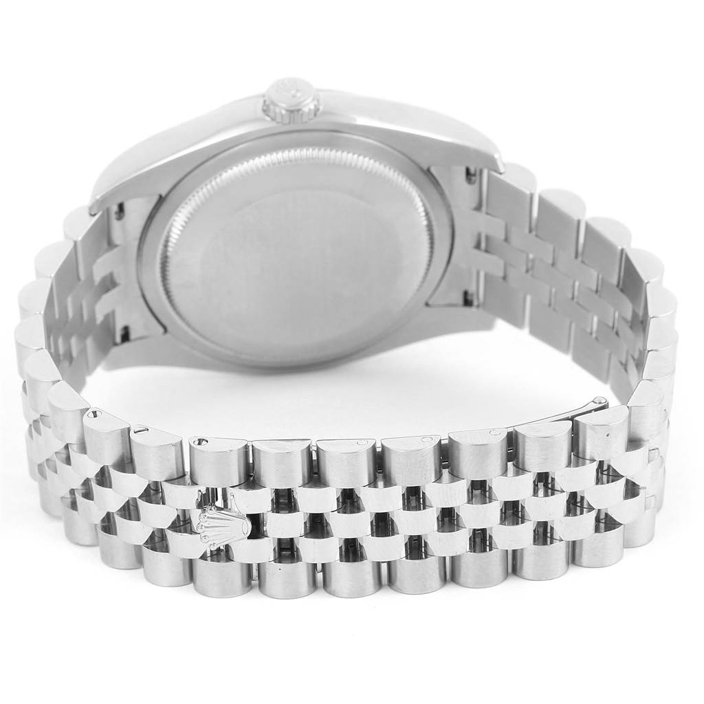 This image shows the back and bracelet of a Rolex Datejust 116234 Men's Stainless Steel Silver Dial 116234 Men's Stainless Steel Silver Dial watch from a rear angle.