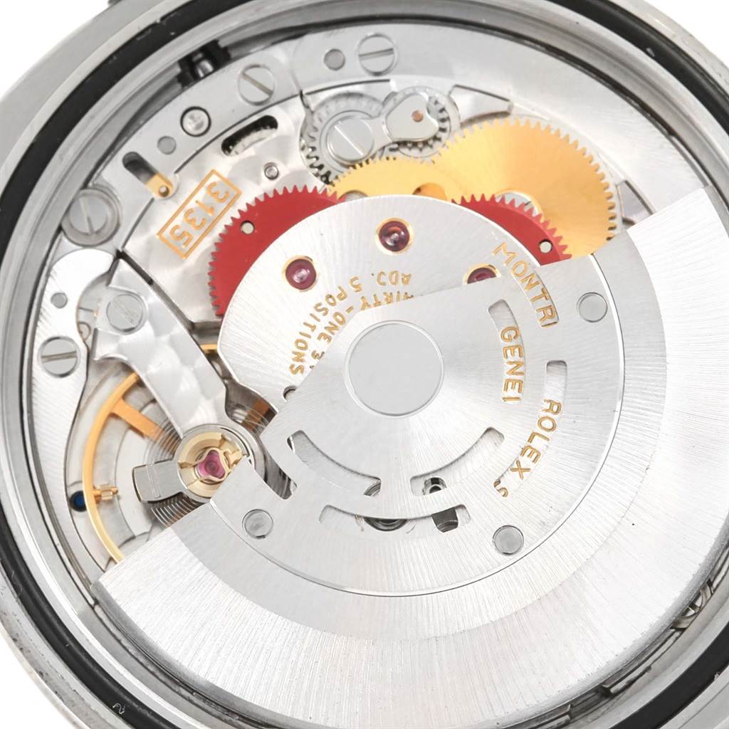 This image shows the internal mechanical movement of a Rolex Datejust 116234 Men's Stainless Steel Silver Dial 116234 Men's Stainless Steel Silver Dial watch, viewed from the back.