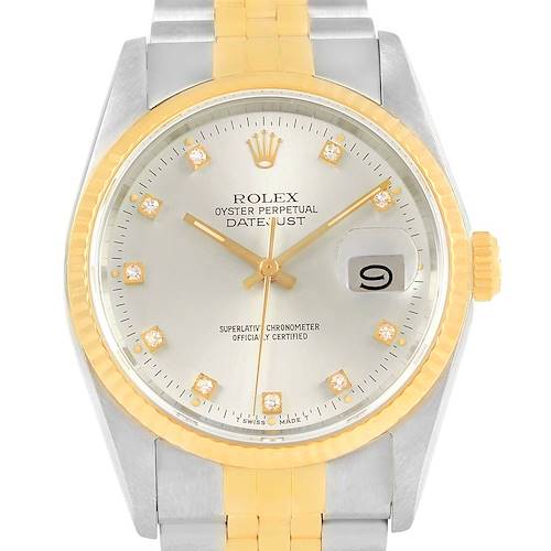 Photo of Rolex Datejust Steel 18K Yellow Gold Diamond Watch 16233 Box Papers