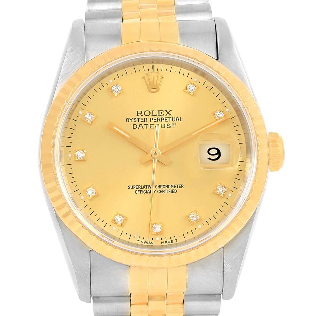 Rolex Datejust Steel 18K Yellow Gold Diamond Watch 16233 | SwissWatchExpo
