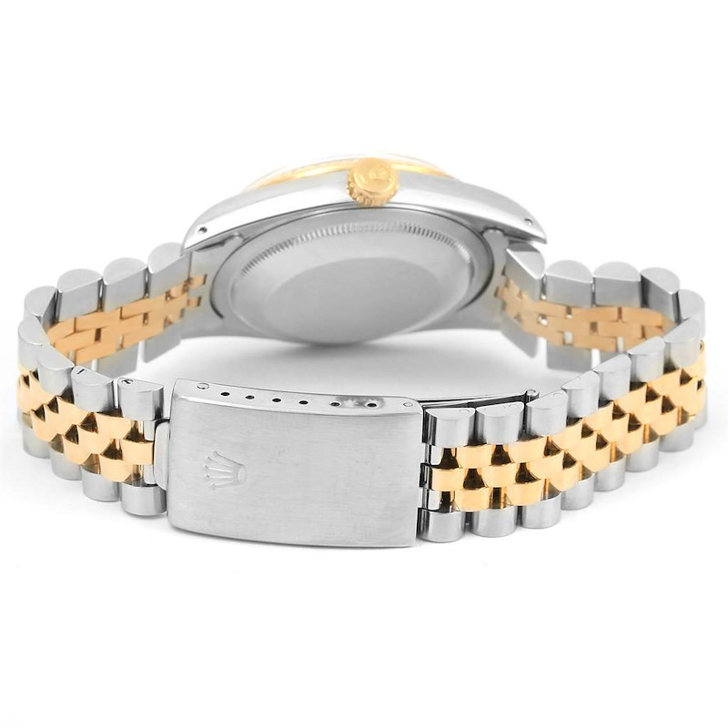 Rolex Datejust Steel 18k Yellow Gold Fluted Bezel Mens Watch 16233