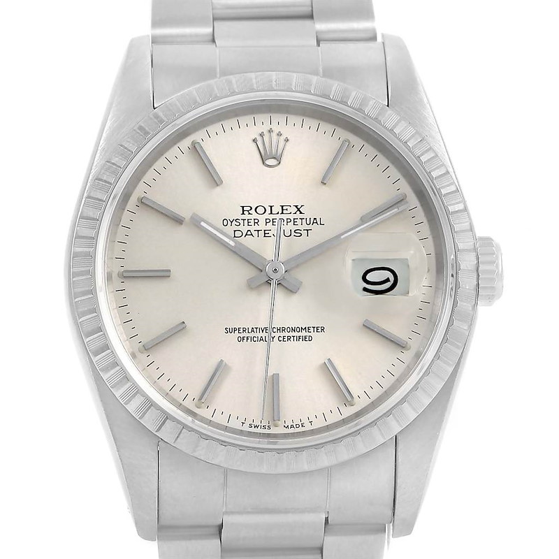 Rolex Datejust Silver Dial Oyster Bracelet Steel Mens Watch 16220 SwissWatchExpo