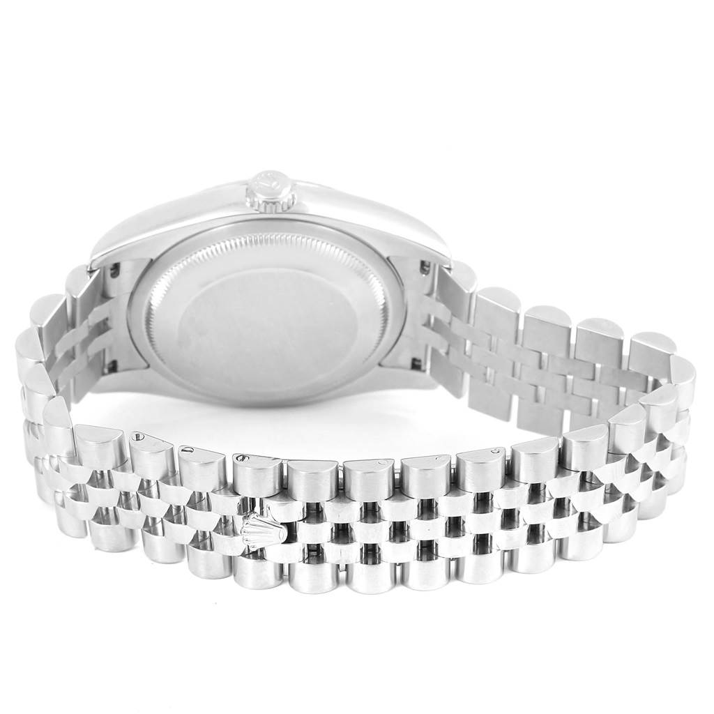 The image shows the back of a Rolex Datejust 116234 Men's Stainless Steel Blue Dial 116234 Men's Stainless Steel Blue Dial watch, focusing on the case and bracelet.