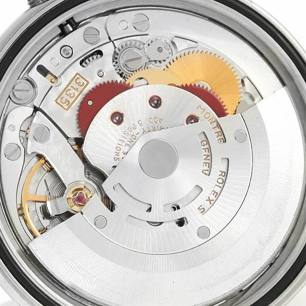 This image shows the inner mechanism, including gears and rotors, of a Rolex Datejust 16234 Men
s Stainless Steel Silver Dial 16234 Men
s Stainless Steel Silver Dial watch from the back.