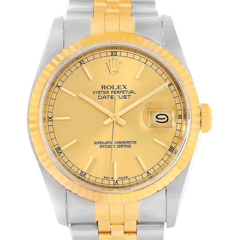 Rolex Datejust Steel 18k Yellow Gold Automatic Mens Watch 16233 SwissWatchExpo