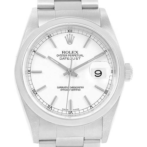 Photo of Rolex Datejust Steel White Baton Dial Oyster Bracelet Mens Watch 16200