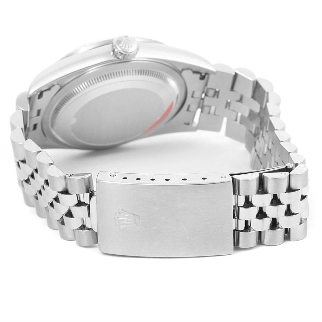 The image shows the case back and clasp of a Rolex Datejust 16220 Men's Stainless Steel Silver Dial 16220 Men's Stainless Steel Silver Dial watch from a rear angle.