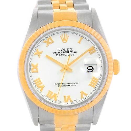 Photo of Rolex Datejust Steel Yellow Gold White Dial Automatic Mens Watch 16233