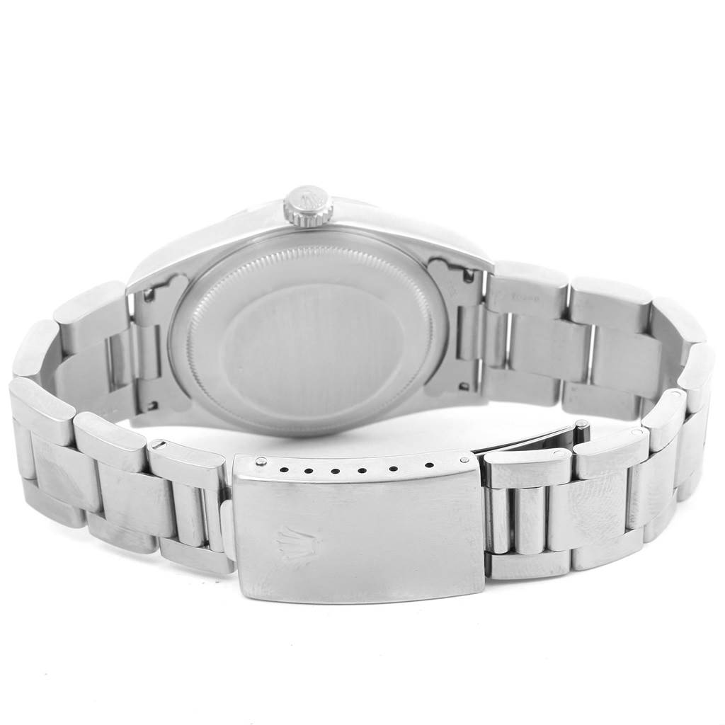 This image shows the back and bracelet of a Rolex Datejust 16200 Men's Stainless Steel Silver Dial 16200 Men's Stainless Steel Silver Dial watch, highlighting the clasp and case back.