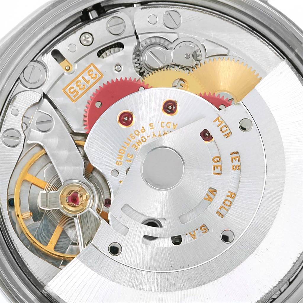 This image shows the intricate internal movement mechanism of the Rolex Datejust 15200 Men's Stainless Steel Pink Dial 15200 Men's Stainless Steel Pink Dial watch.