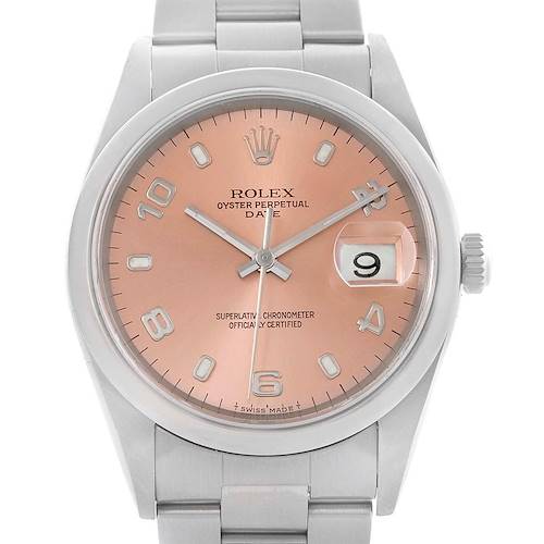 Photo of Rolex Date Salmon Dial Stainless Steel Automatic Mens Watch 15200