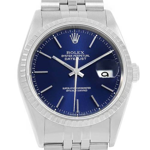 Photo of Rolex Datejust Steel Blue Baton Dial Automatic Steel Mens Watch 16220