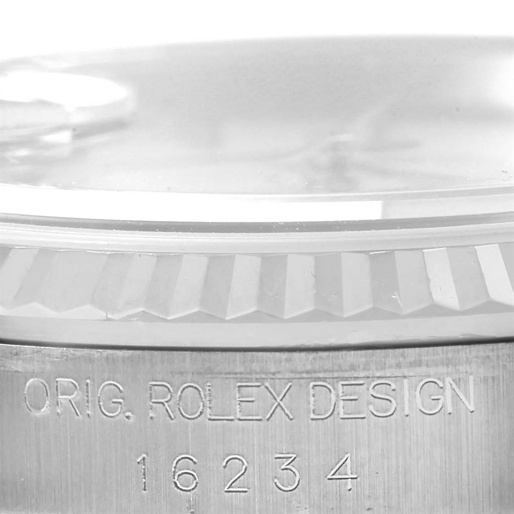 This image shows a close-up of the bezel and case edge of a Rolex Datejust 16234 Men's Stainless Steel Silver Dial 16234 Men's Stainless Steel Silver Dial watch, displaying the model number "16234".