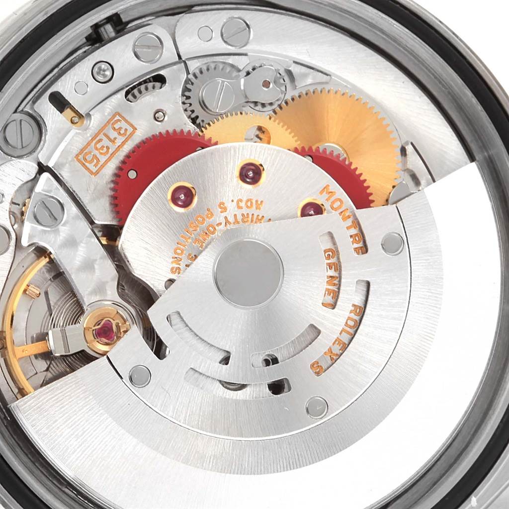 The image shows a close-up view of the movement mechanism of a Rolex Datejust 16234 Men's Stainless Steel Silver Dial 16234 Men's Stainless Steel Silver Dial watch.