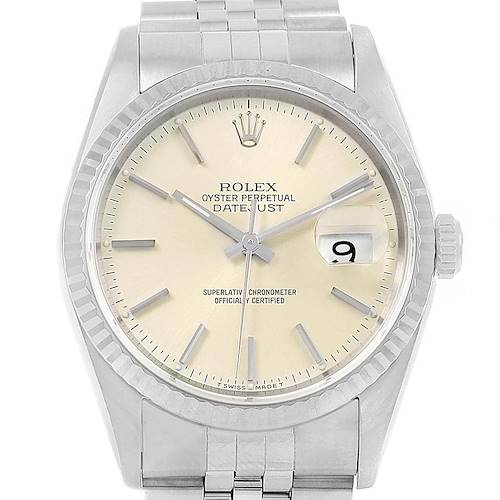 Photo of Rolex Datejust Steel 18K White Gold Jubilee Bracelet Watch 16234