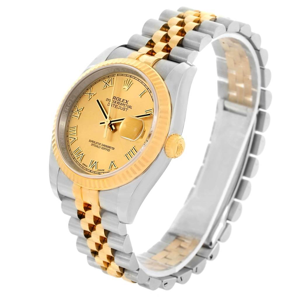 The Rolex Datejust 116233 Men's Stainless Steel Champagne Dial 116233 Men's Stainless Steel Champagne Dial watch is shown at an angled view, displaying the face, band, and crown details.
