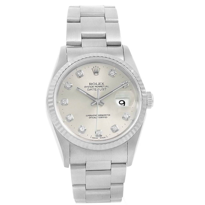 Rolex Datejust Steel White Gold Oyster Bracelet Diamond Watch 16234 SwissWatchExpo