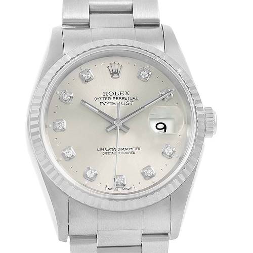 Photo of Rolex Datejust Steel White Gold Oyster Bracelet Diamond Watch 16234
