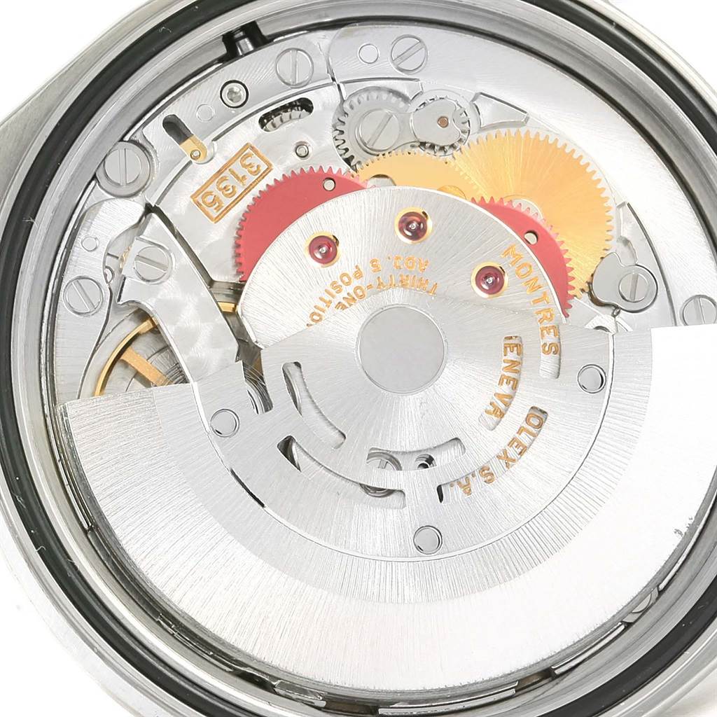 The image shows the internal mechanical movement of a Rolex Datejust 16234 Men's Stainless Steel Silver Dial 16234 Men's Stainless Steel Silver Dial model watch.