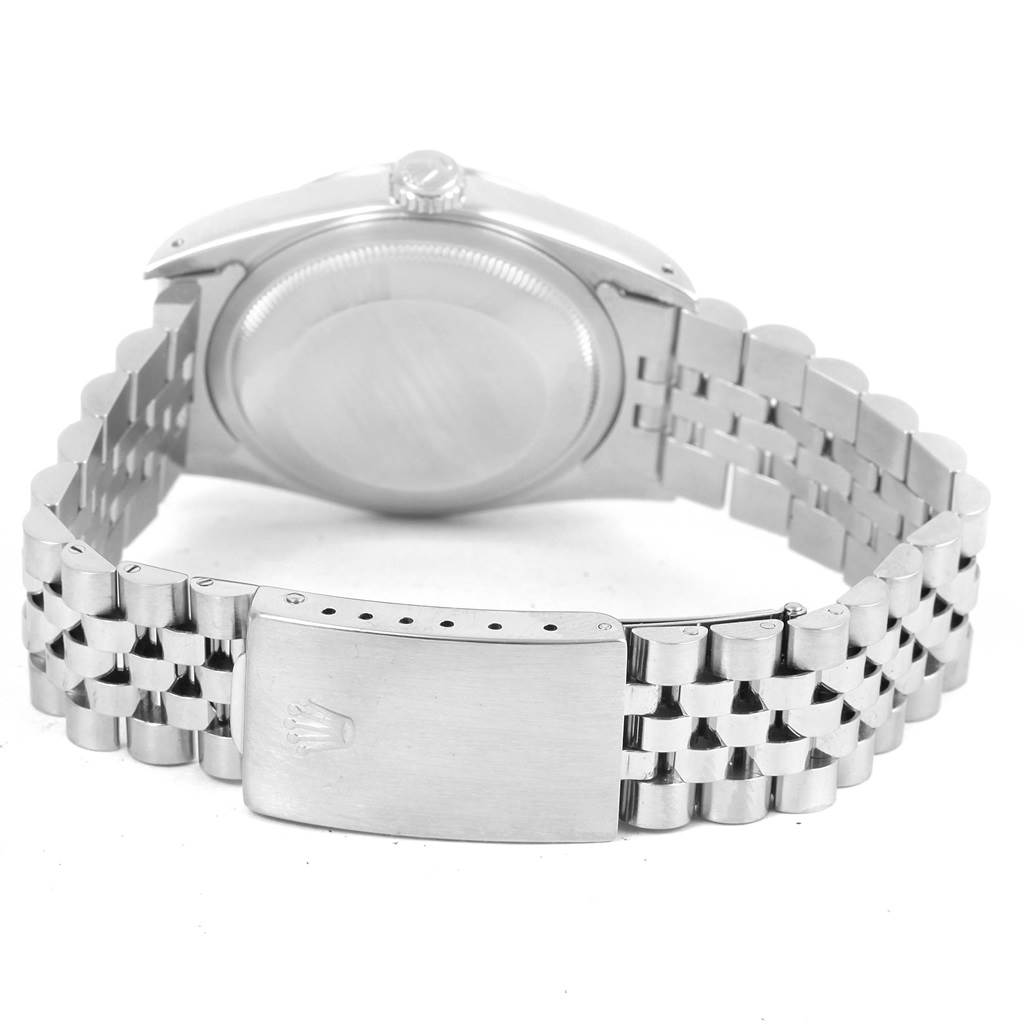 This image shows the back case and bracelet clasp of the Rolex Datejust 16234 Men's Stainless Steel Silver Dial 16234 Men's Stainless Steel Silver Dial watch from a rear angle.