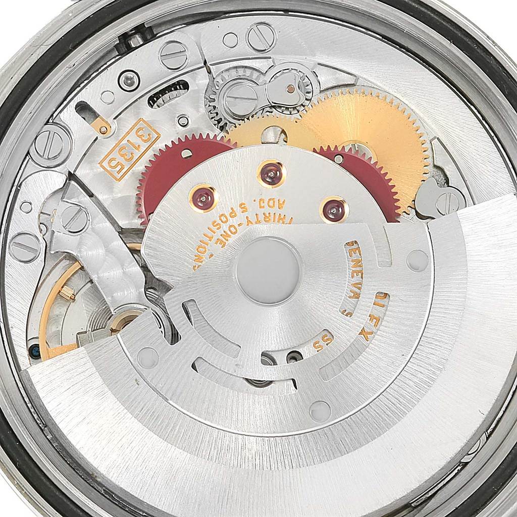 This image shows the internal movement and mechanism of a Rolex Datejust 16234 Men's Stainless Steel White Dial 16234 Men's Stainless Steel White Dial model watch.
