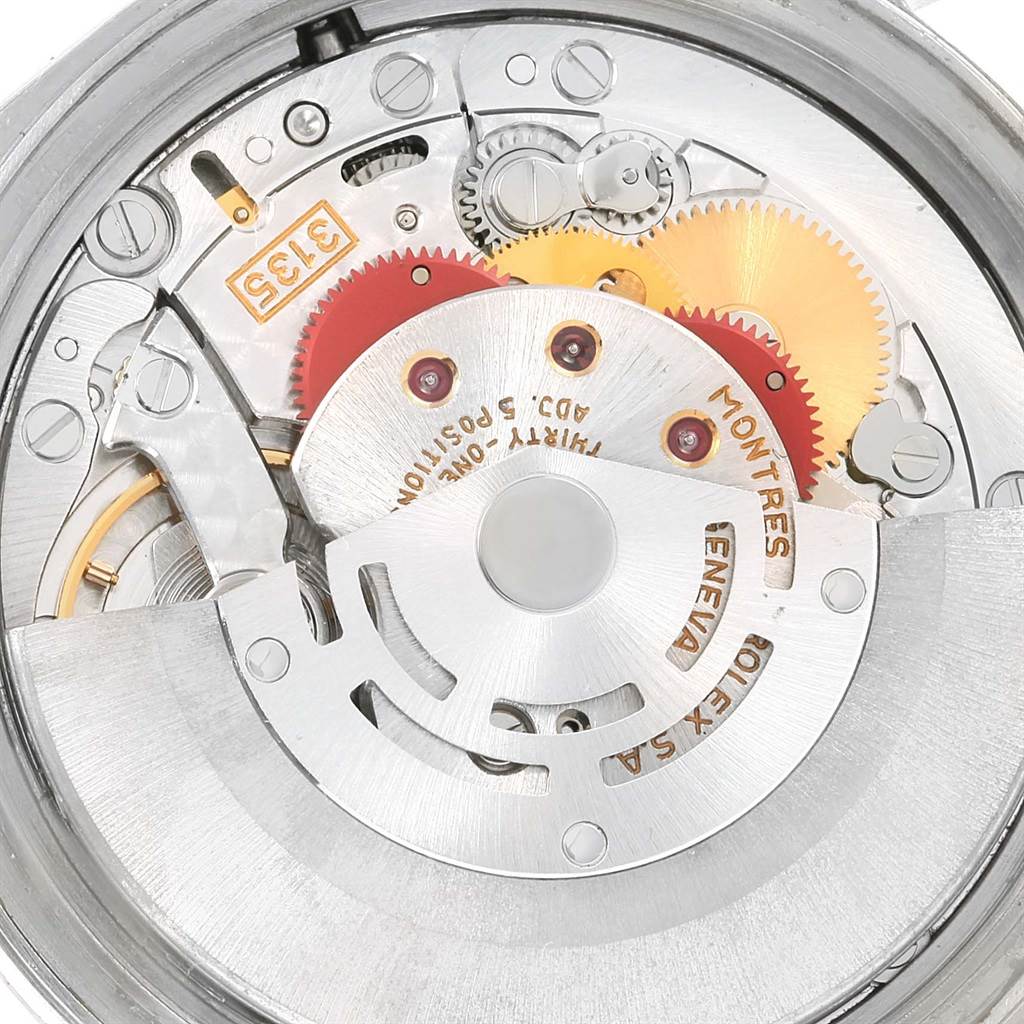 This image shows the intricate internal mechanical movement of a Rolex Datejust 16234 Men's Stainless Steel Blue Dial 16234 Men's Stainless Steel Blue Dial watch.