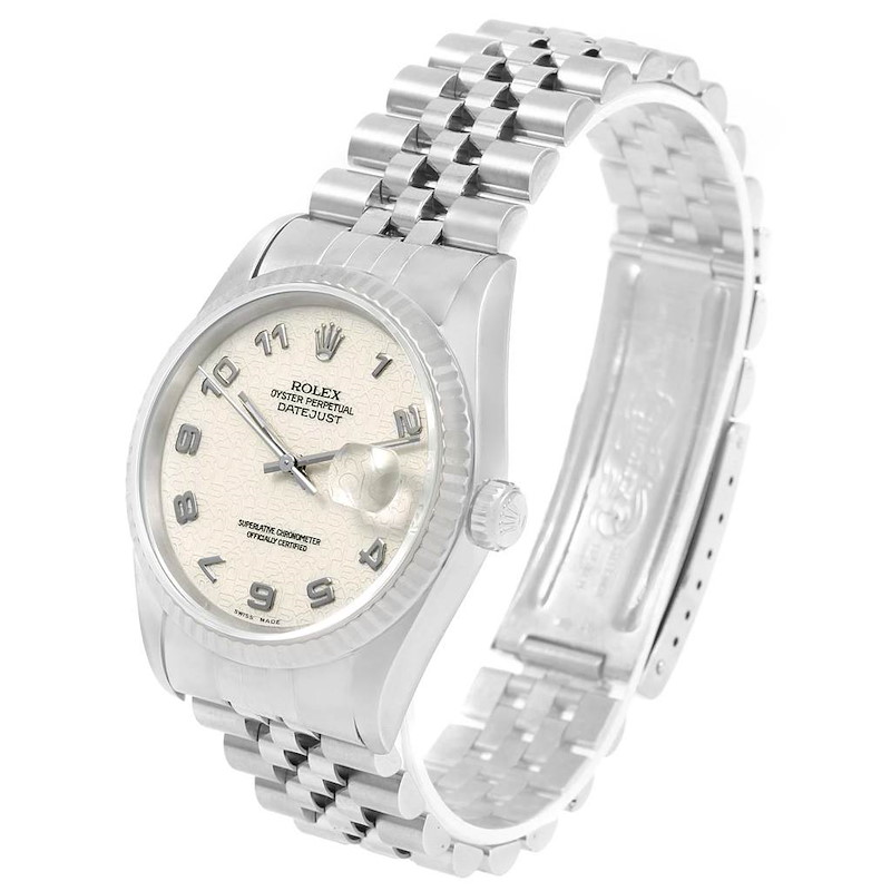 Rolex Datejust Steel White Gold Ivory Jubilee Dial Mens Watch 16234 SwissWatchExpo