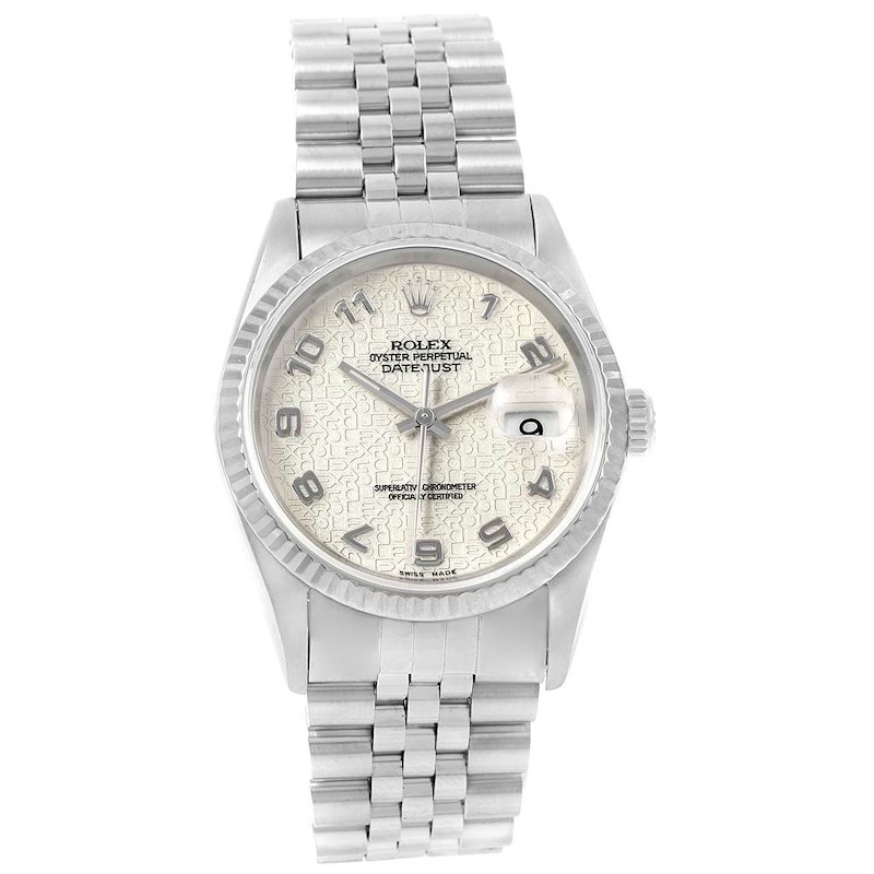 Rolex Datejust Steel White Gold Ivory Jubilee Dial Mens Watch 16234 SwissWatchExpo