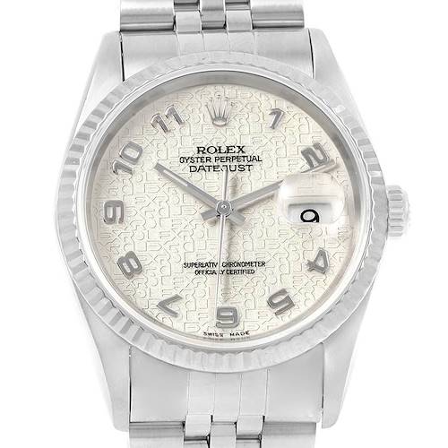 Photo of Rolex Datejust Steel White Gold Ivory Jubilee Dial Mens Watch 16234