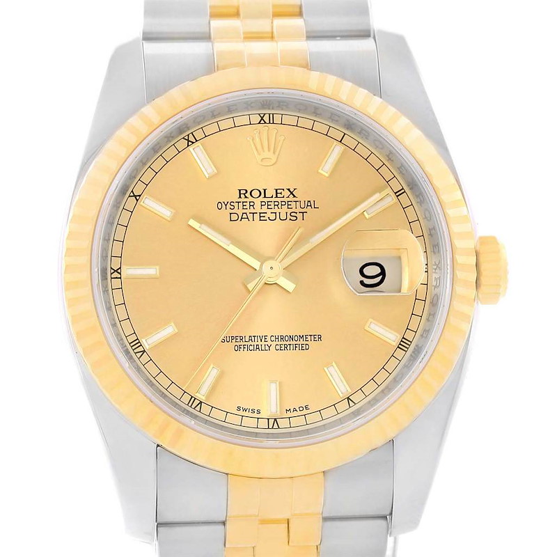 Rolex Datejust Steel 18K Yellow Gold Baton Dial Watch 116233 SwissWatchExpo