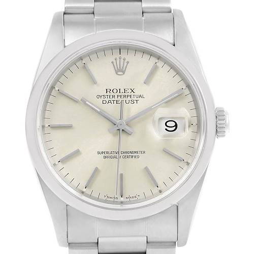 Photo of Rolex Datejust Silver Baton Dial Automatic Mens Watch 16200