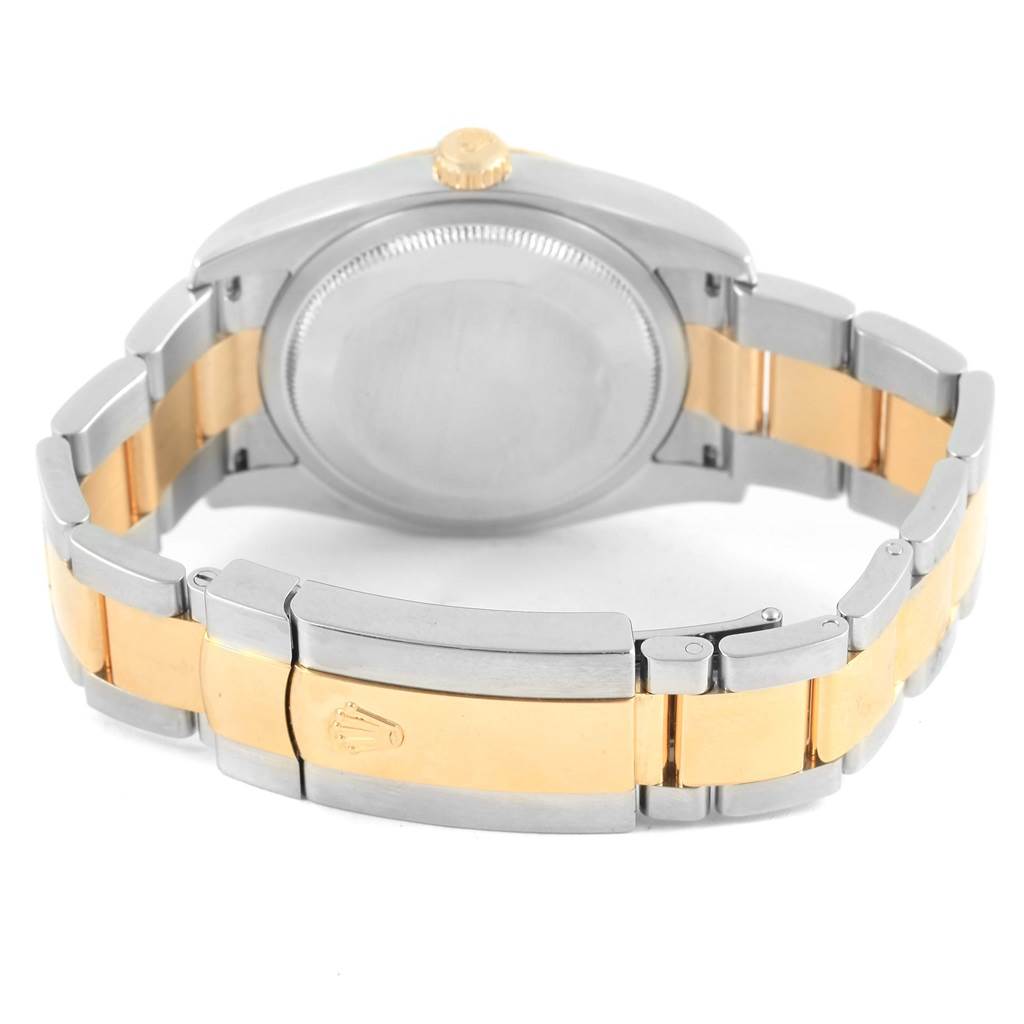 The image shows the back view and bracelet of a Rolex Datejust 116233 Men's Stainless Steel White Dial 116233 Men's Stainless Steel White Dial watch, featuring a two-tone metal design.
