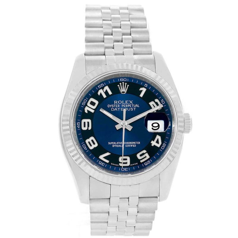 Rolex Datejust Steel White Gold Blue Concentric Dial Watch 116234 SwissWatchExpo