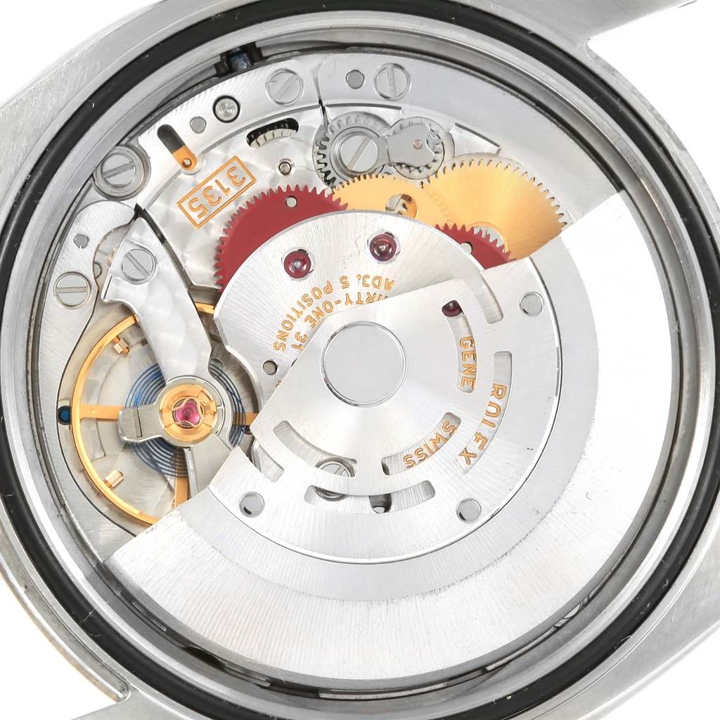 This image shows the internal mechanical movement of a Rolex Datejust 116234 Stainless Steel Pink Dial 116234 Stainless Steel Pink Dial watch viewed from the back.