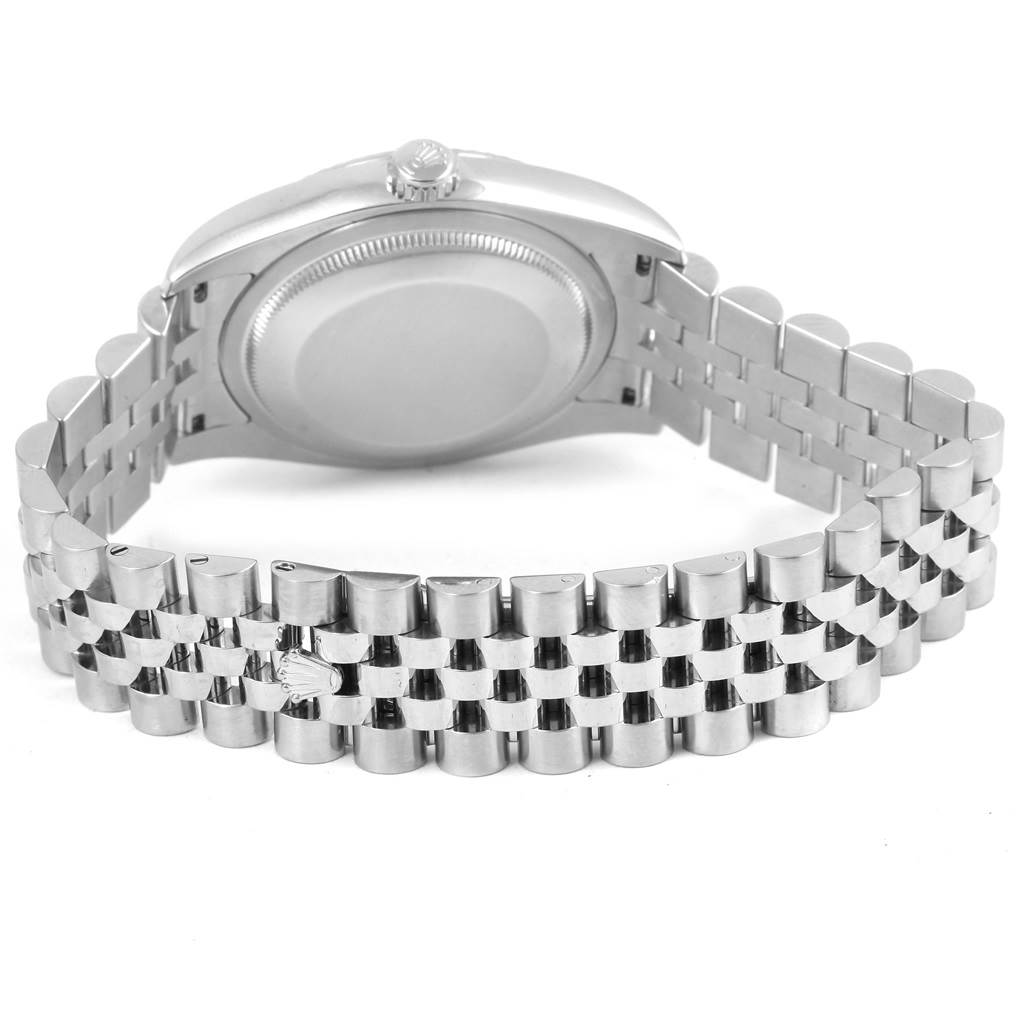 The image shows the back case and bracelet of a Rolex Datejust 116234 Men's Stainless Steel White Dial 116234 Men's Stainless Steel White Dial watch, viewed from a rear angle.