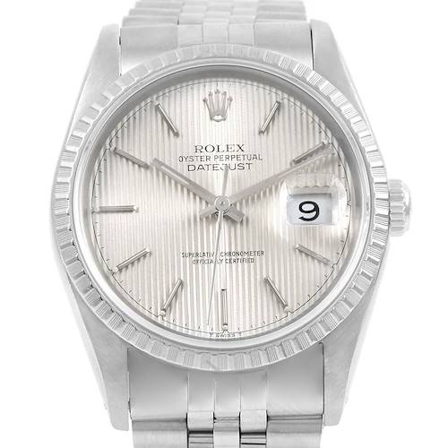 Photo of Rolex Datejust Silver Tapestry Dial Automatic Steel Mens Watch 16220