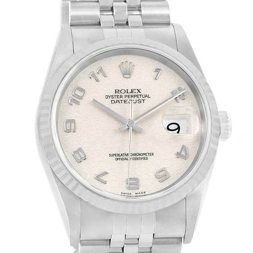 Photo of Rolex Datejust Steel White Gold Anniversary Dial Watch 16234 Box Papers