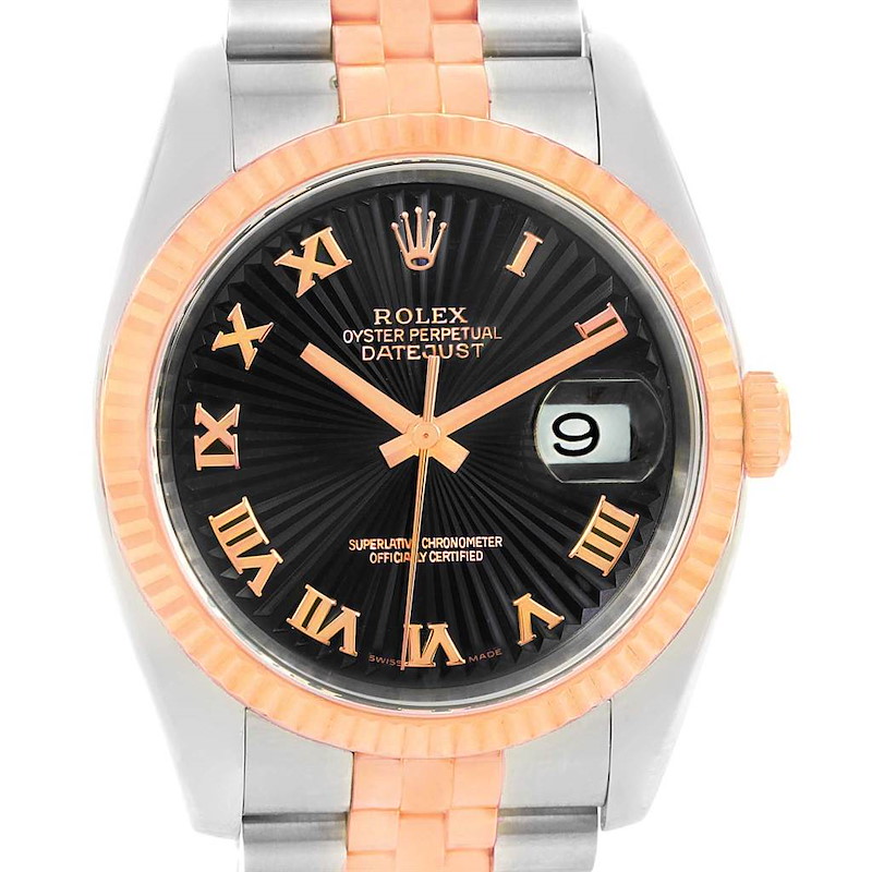Rolex Datejust Steel Rose Gold Sunbeam Dial Watch 116231 Box Papers SwissWatchExpo