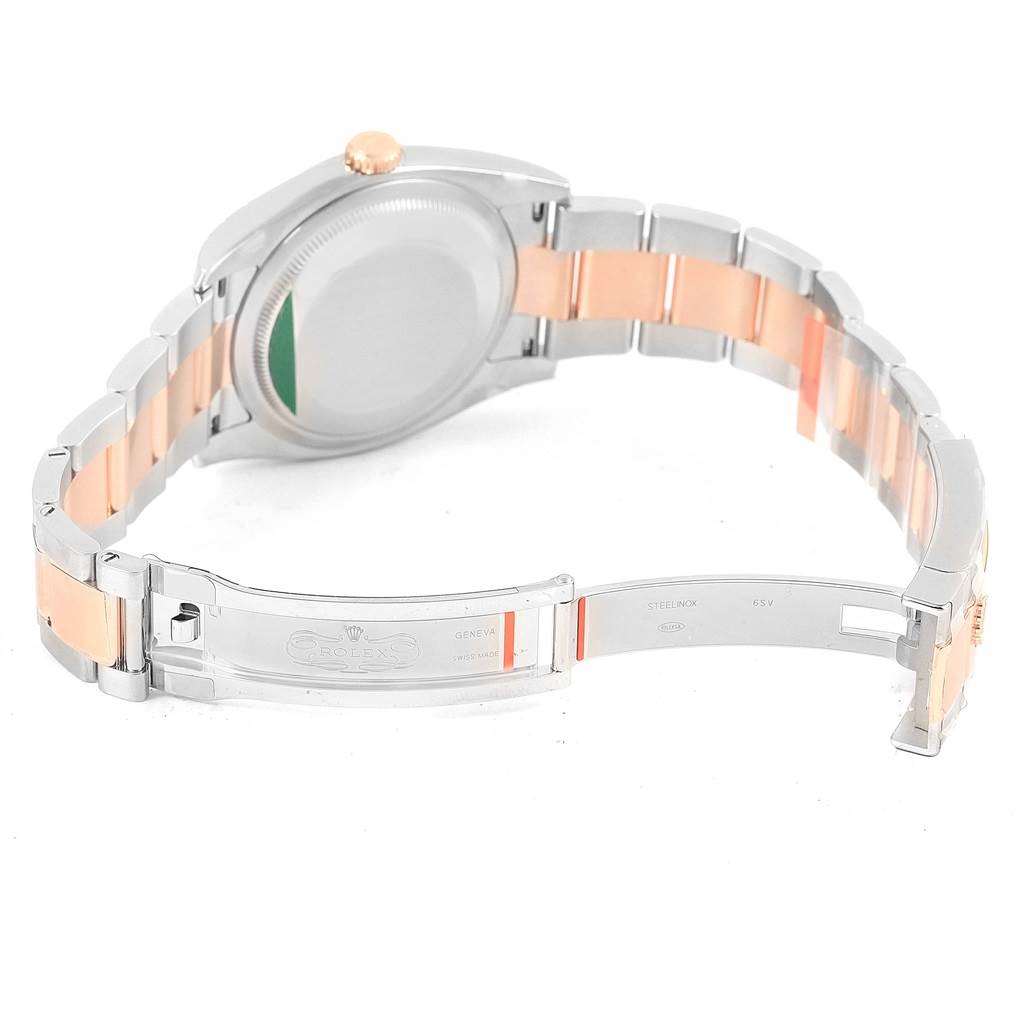 The image shows the back view of a two-tone Rolex Datejust 116201 Steel and Gold (two tone) Grey Dial 116201 Steel and Gold (two tone) Grey Dial, highlighting its bracelet and clasp.