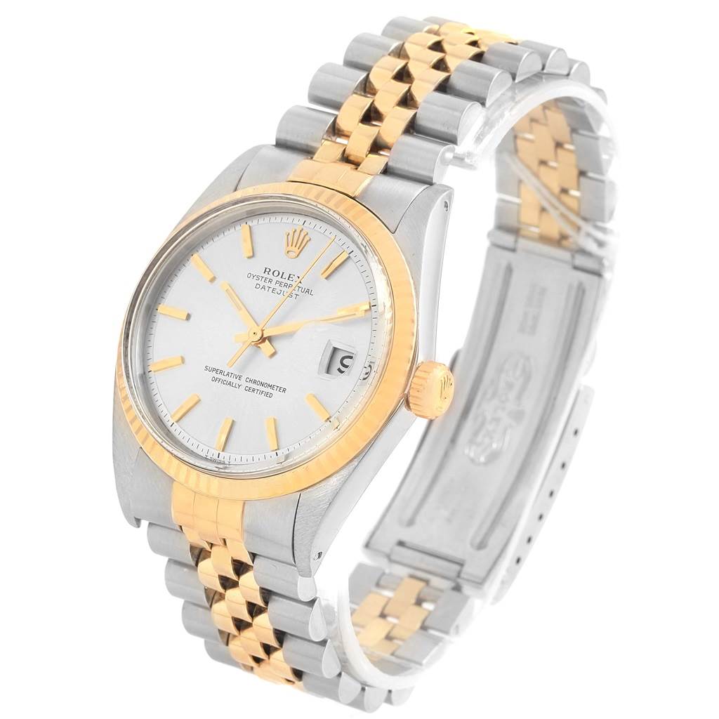 The image shows a Rolex Datejust 1601 Men's Stainless Steel Silver Dial 1601 Men's Stainless Steel Silver Dial watch at a slight angle, displaying the face, bezel, crown, and part of the Jubilee bracelet.