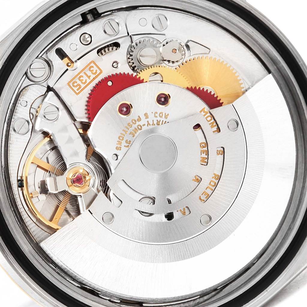 This image shows the internal movement components of the Rolex Datejust 16233 Steel and Gold (two tone) Champagne Dial 16233 Steel and Gold (two tone) Champagne Dial watch viewed from the back.