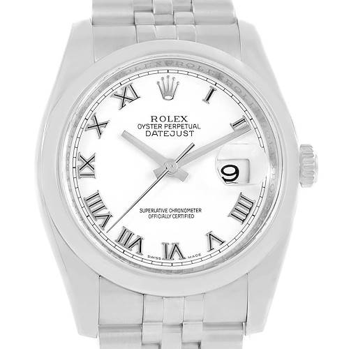 Photo of Rolex Datejust Steel White Roman Dial Jubilee Bracelet Watch 116200