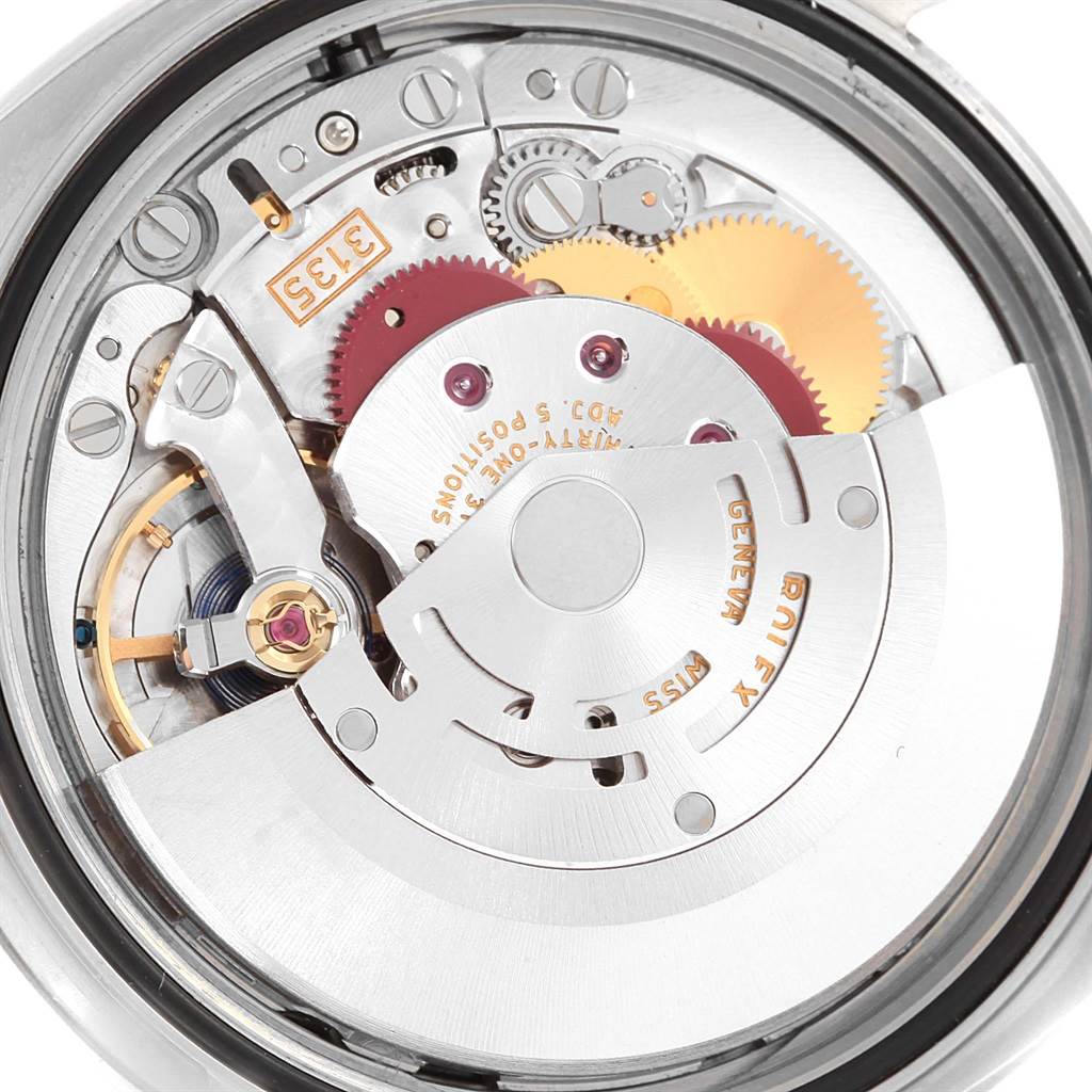 The image shows the internal movement mechanism of a Rolex Datejust 116244 Stainless Steel Black Dial 116244 Stainless Steel Black Dial watch viewed from the back.
